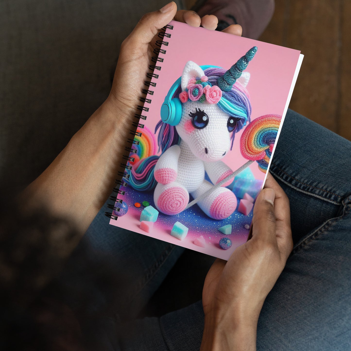 Crochet Unicorn #3 Spiral notebook