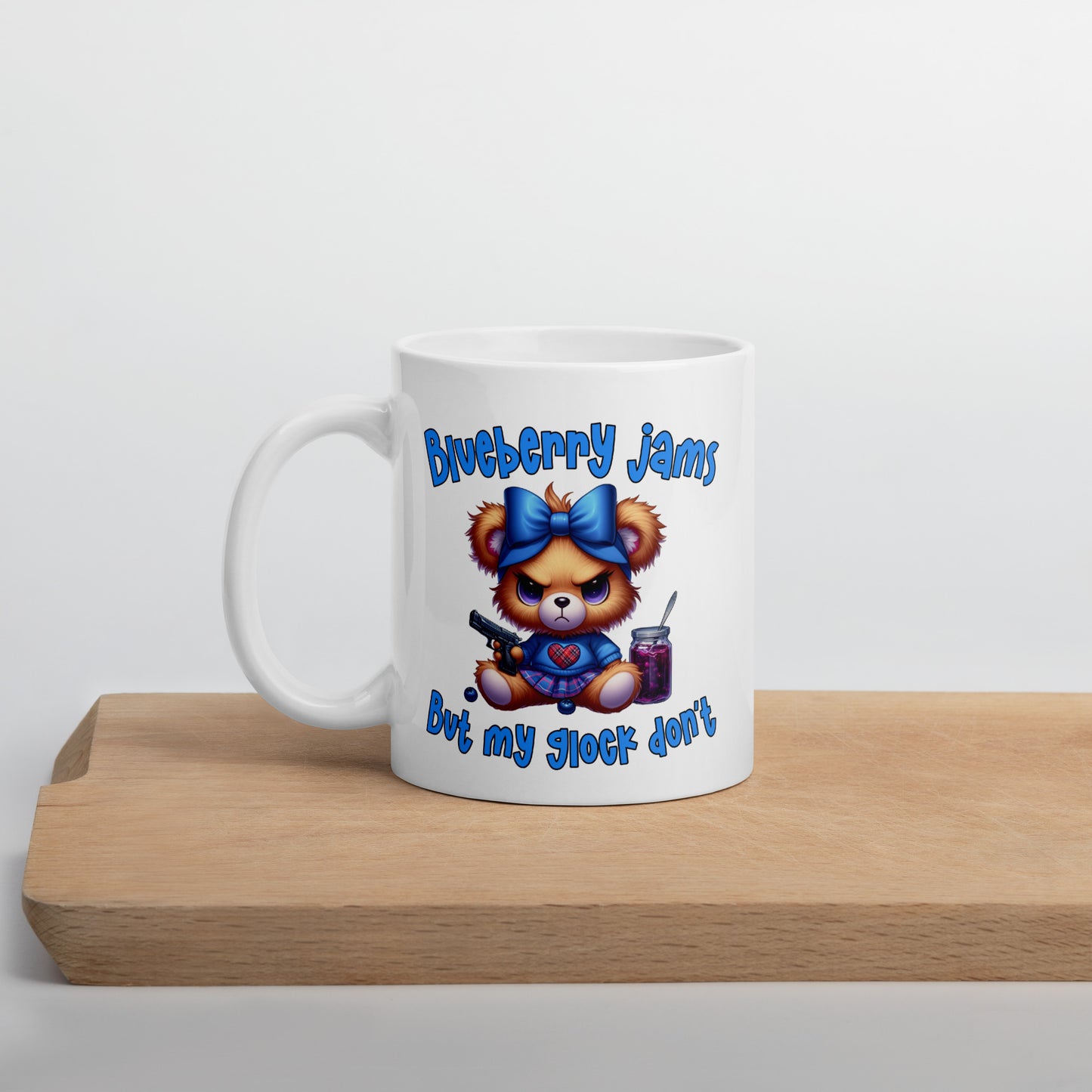 Blueberry Jams White glossy mug