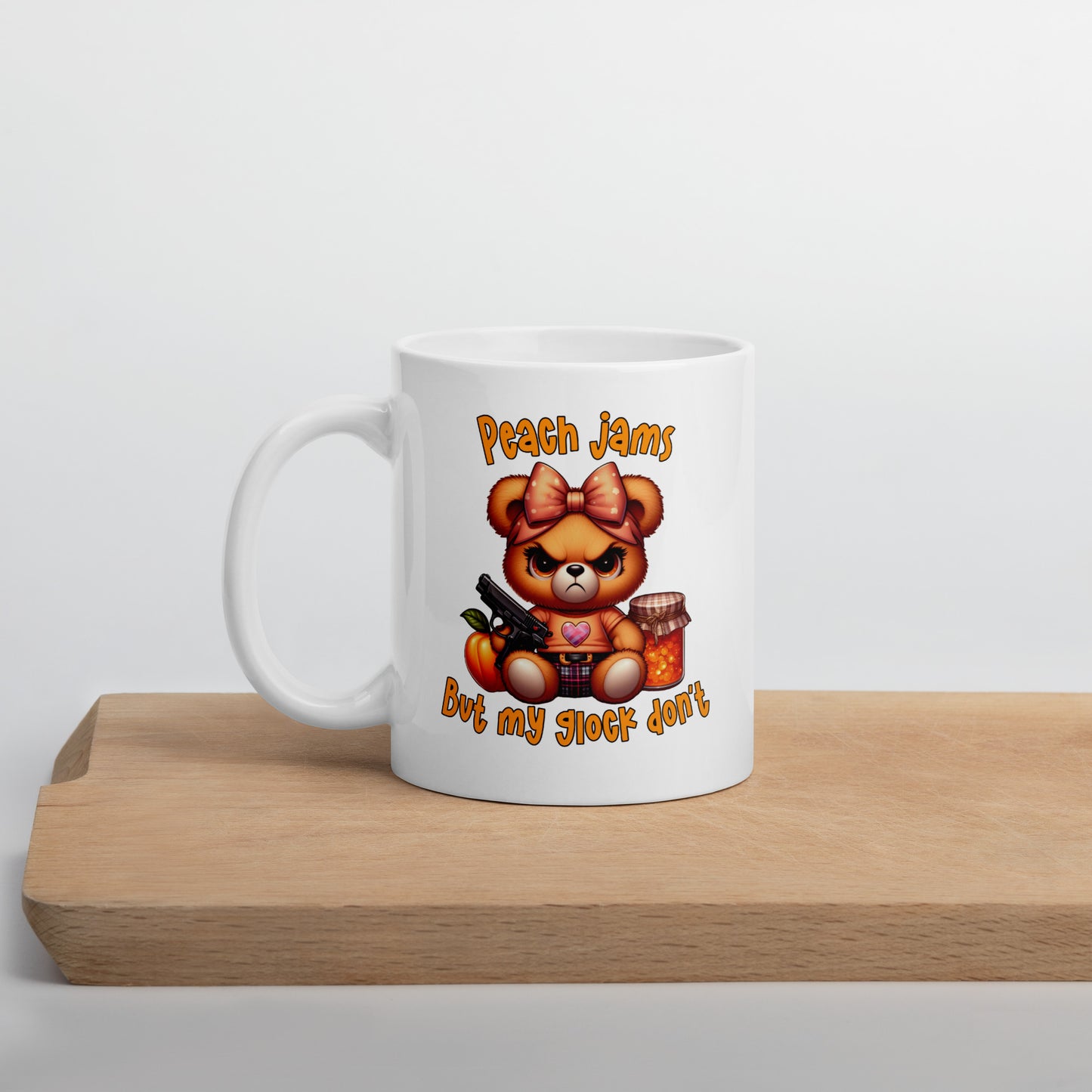 Peach Jams White glossy mug