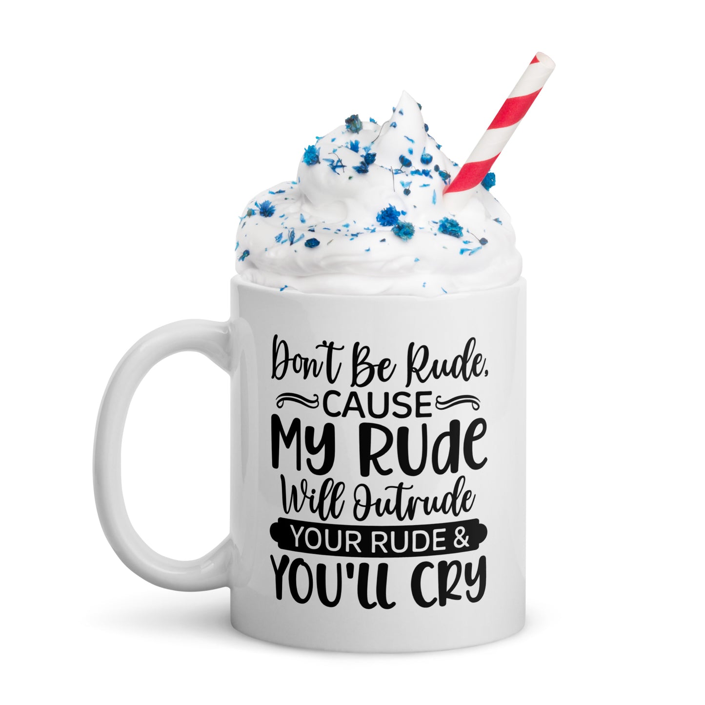 Rude White glossy mug