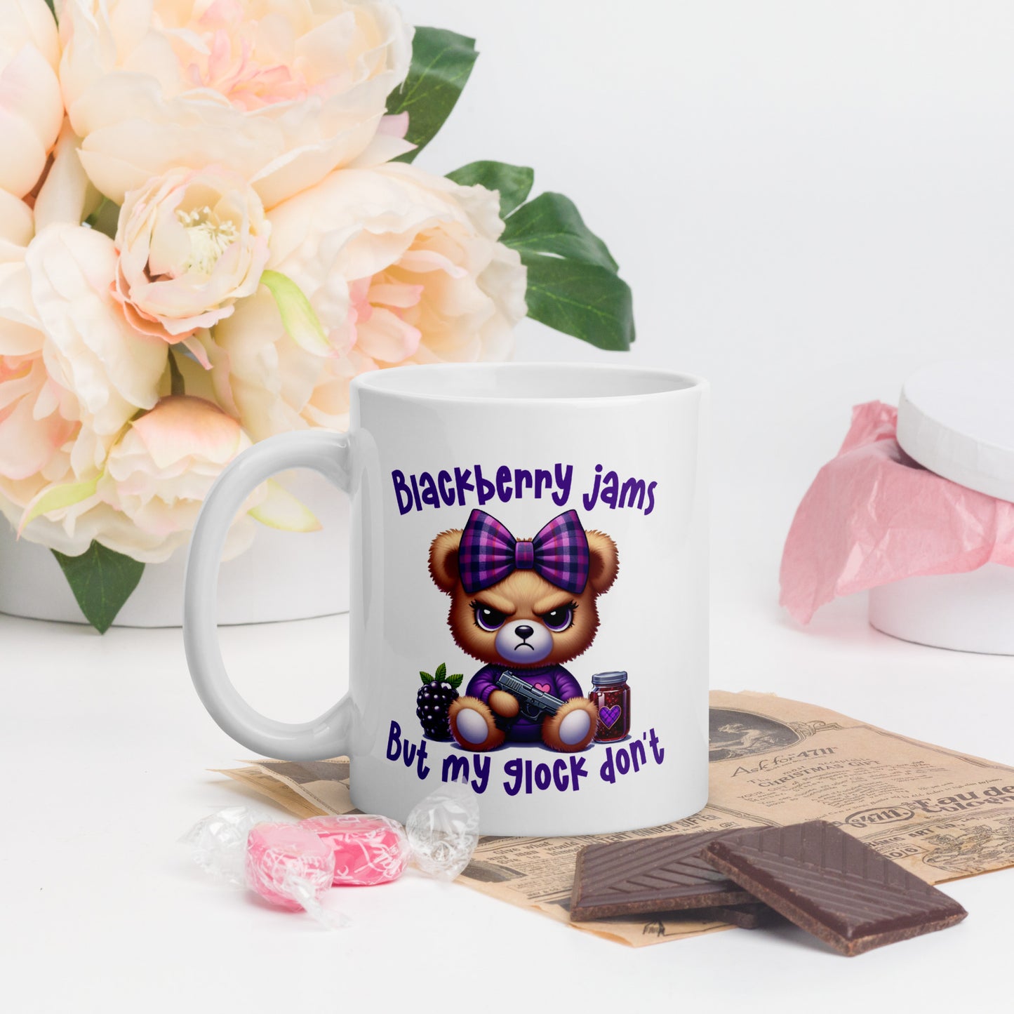 Blackberry Jams White glossy mug