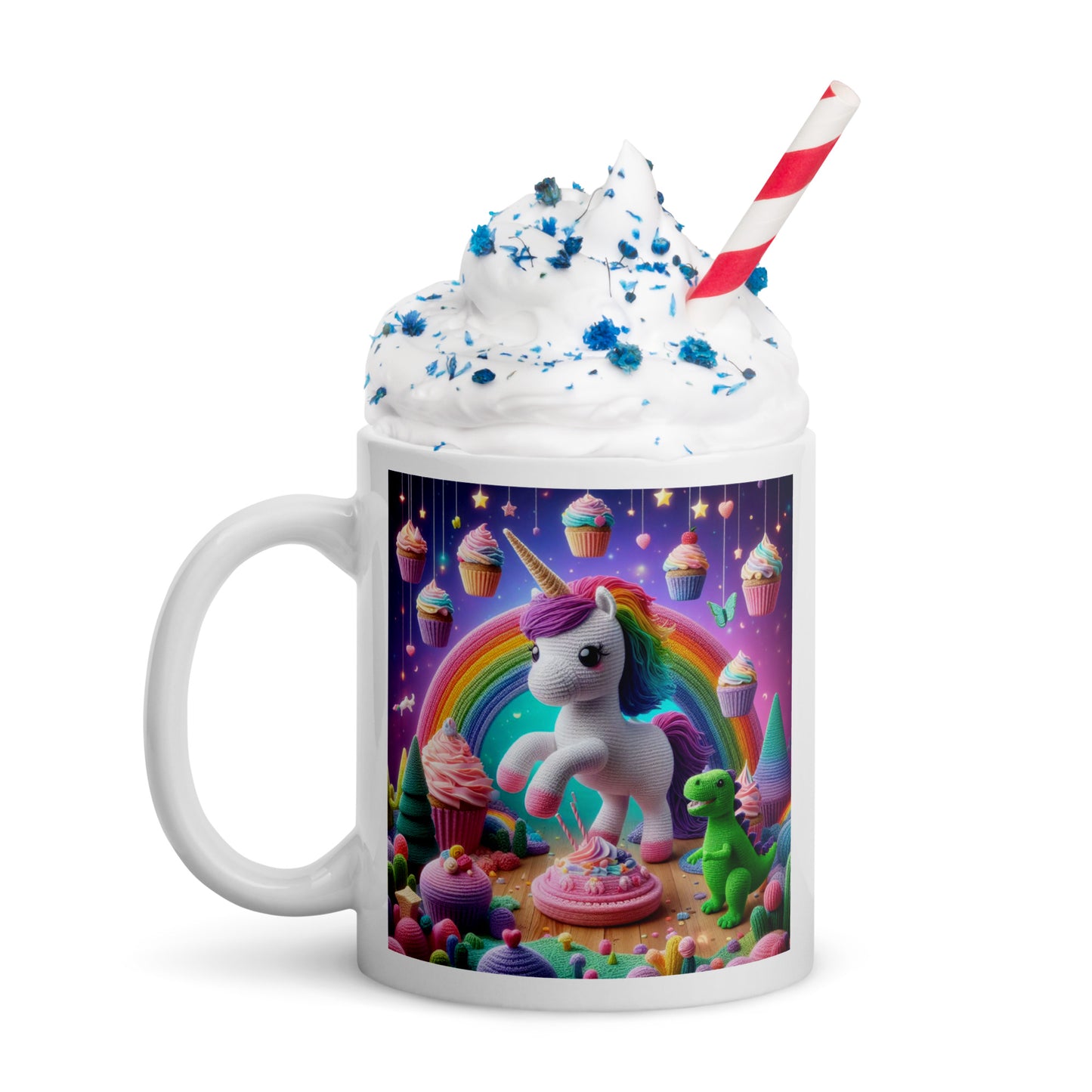 Crochet Unicorn #1 White glossy mug