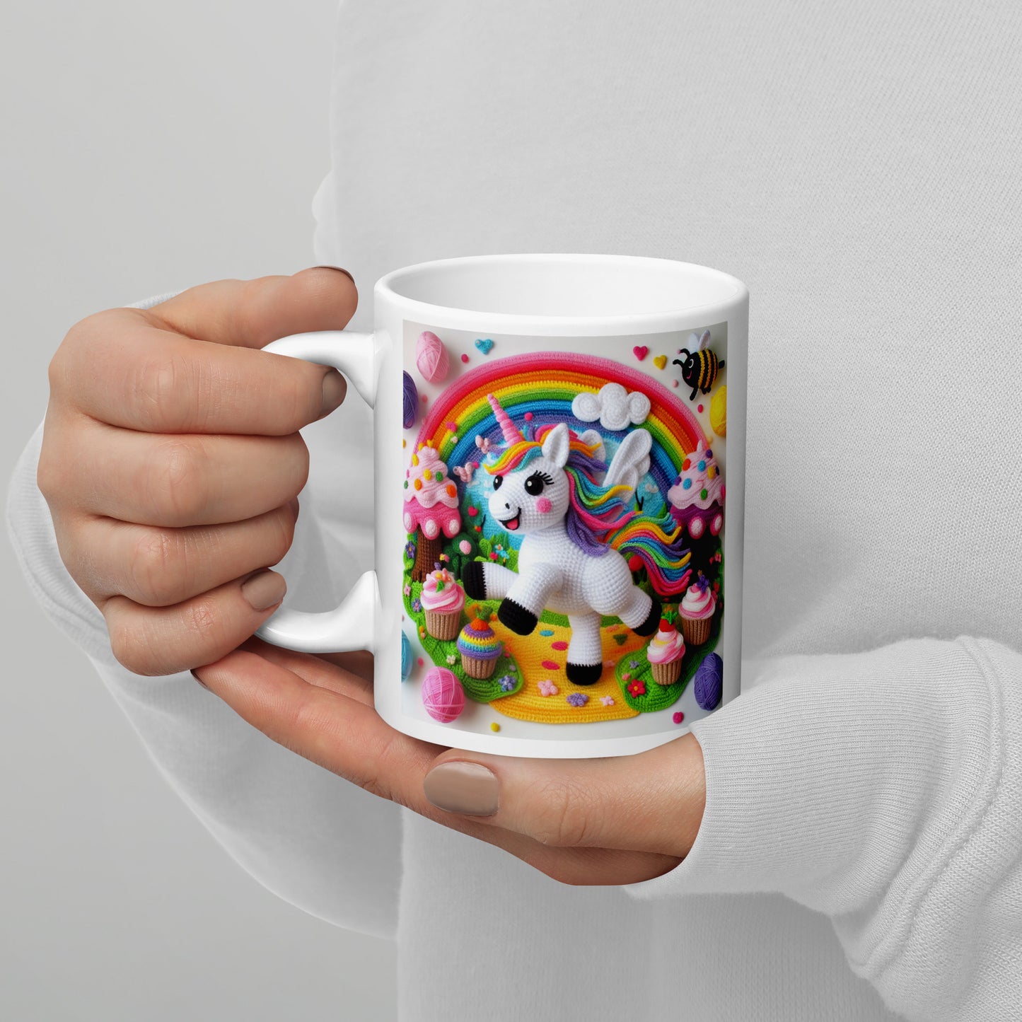 Crochet Unicorn #2 White glossy mug