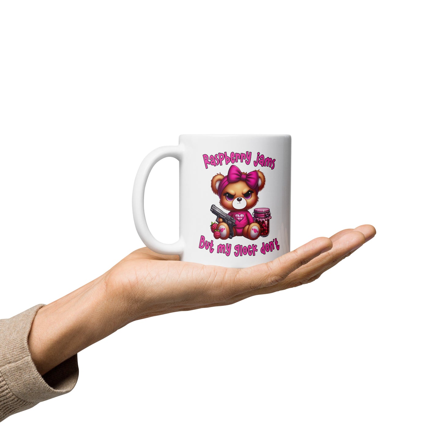 Raspberry Jams White glossy mug