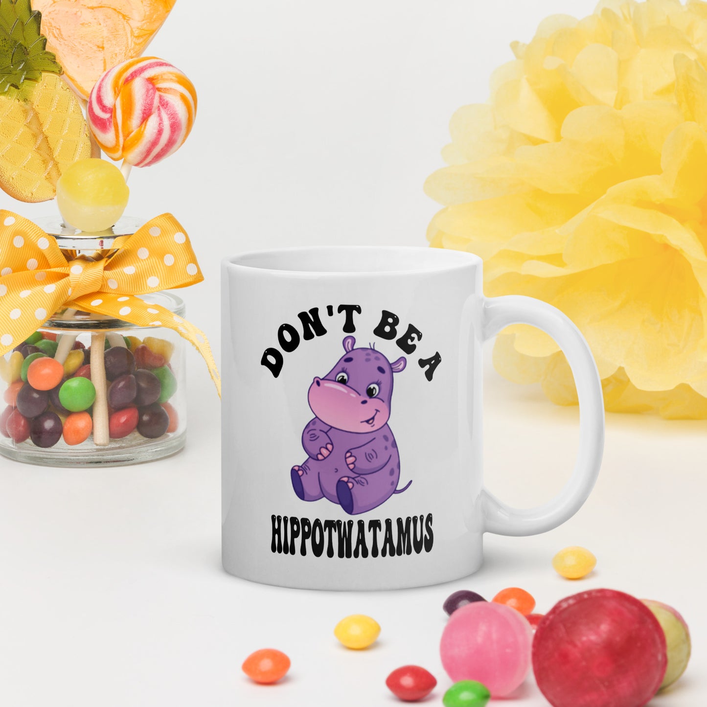 Hippotwatamus White glossy mug