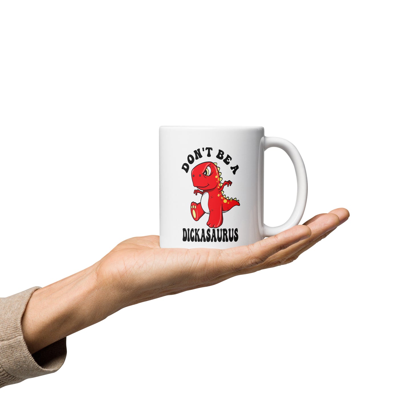 Dickasaurus White glossy mug