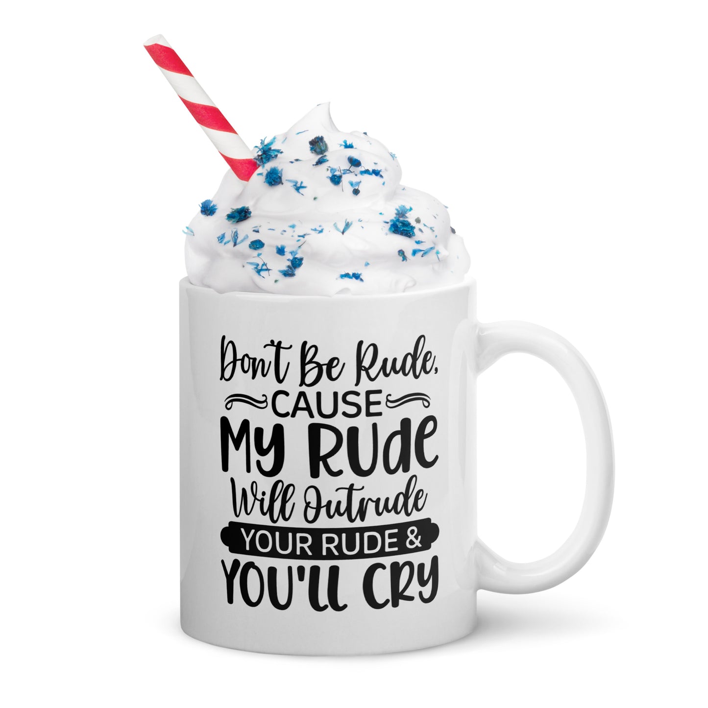 Rude White glossy mug