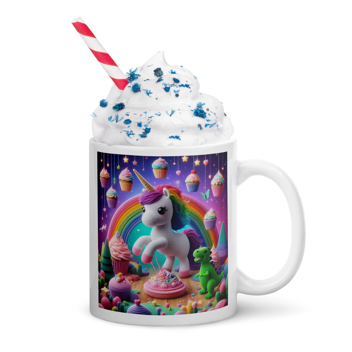 Crochet Unicorn #1 White glossy mug