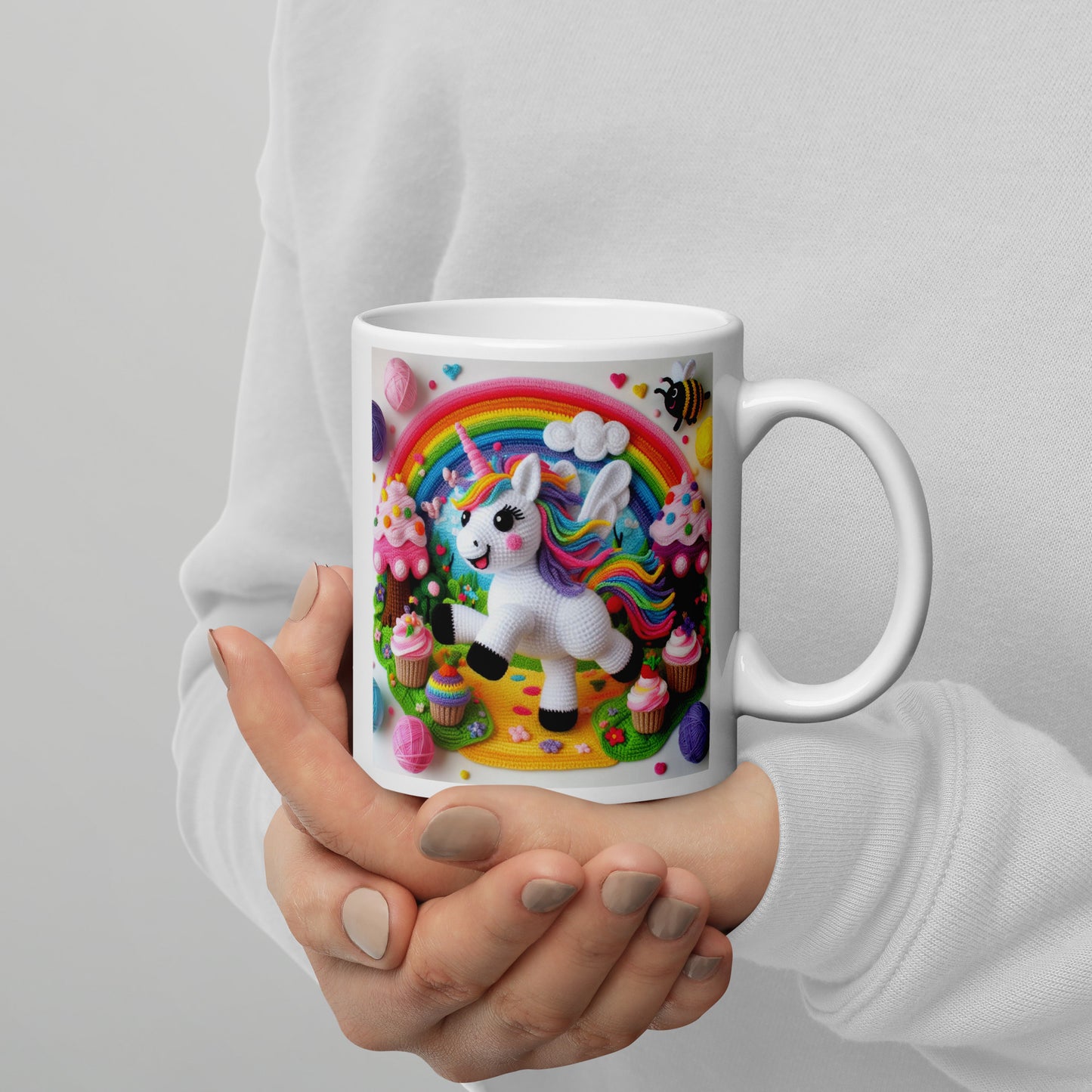 Crochet Unicorn #2 White glossy mug