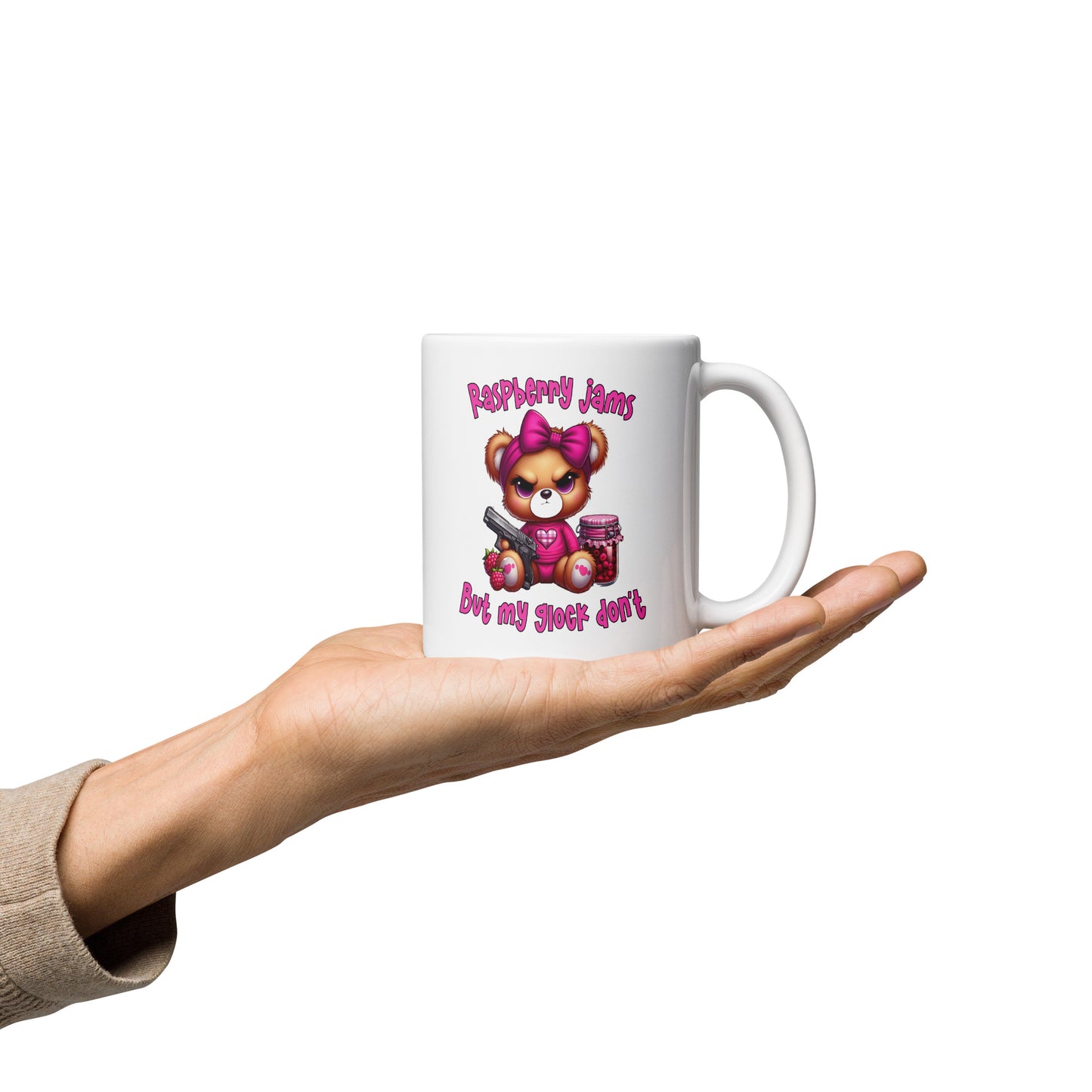 Raspberry Jams White glossy mug