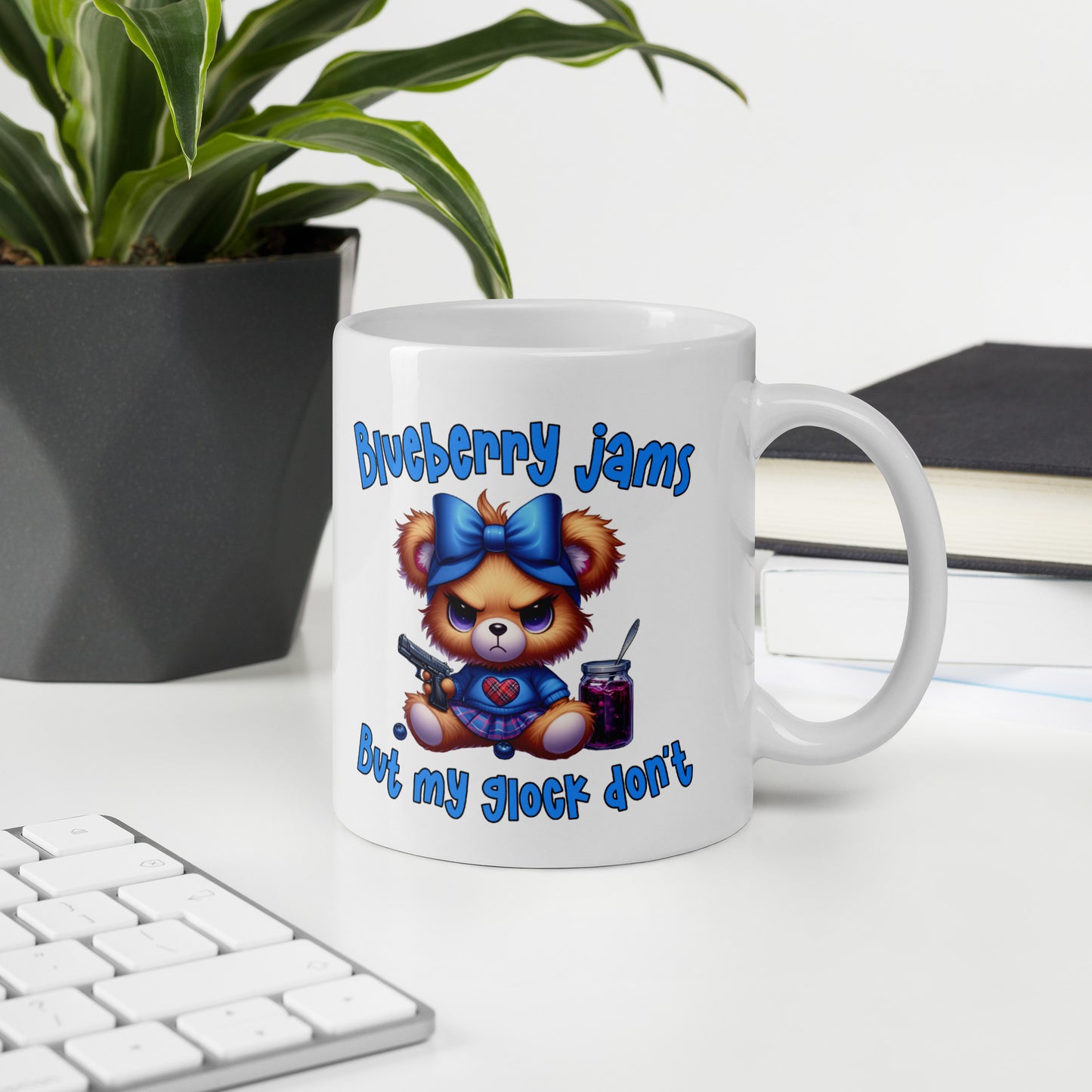 Blueberry Jams White glossy mug