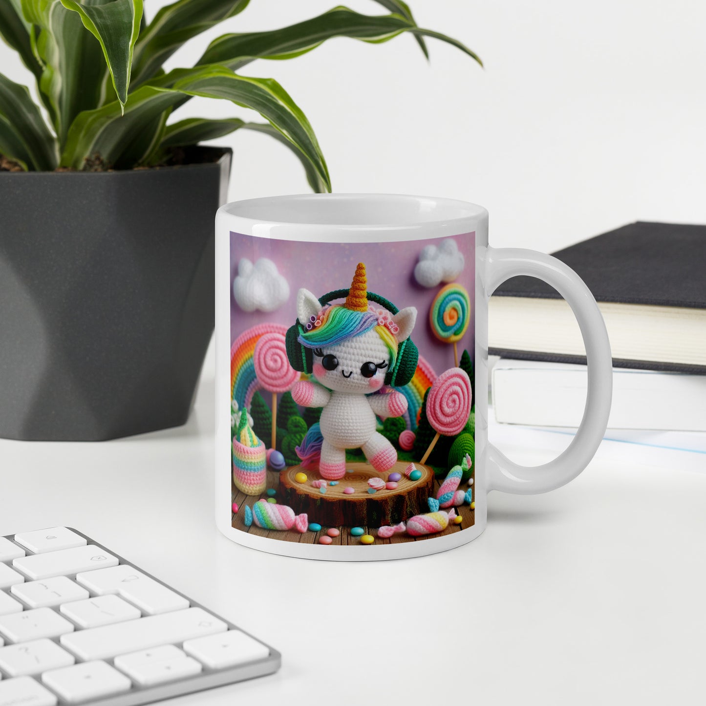 Crochet Unicorn #4 White glossy mug