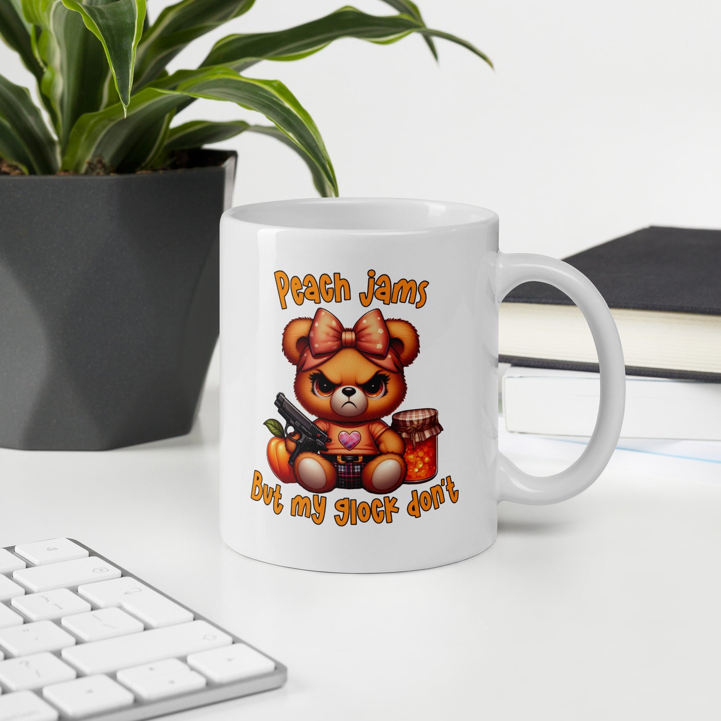 Peach Jams White glossy mug