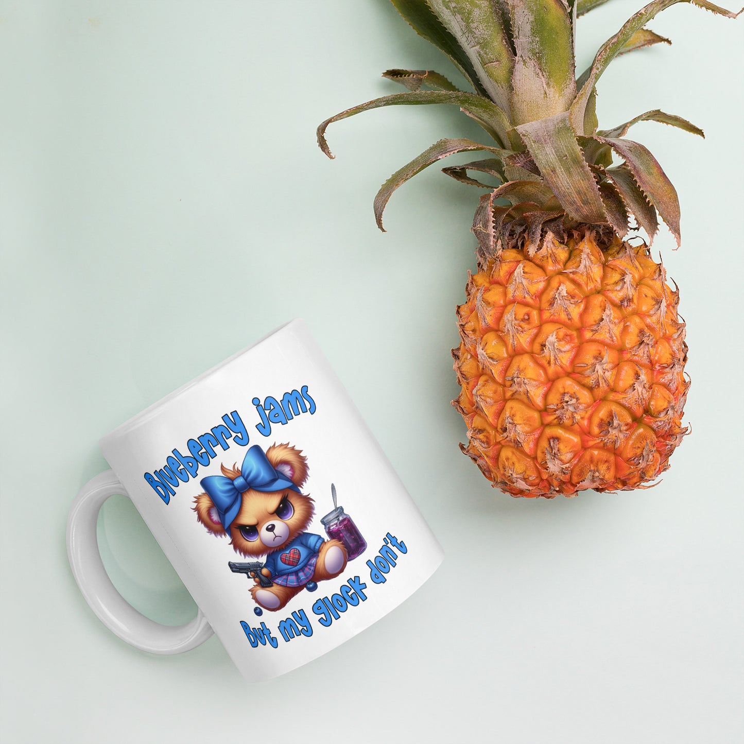 Blueberry Jams White glossy mug