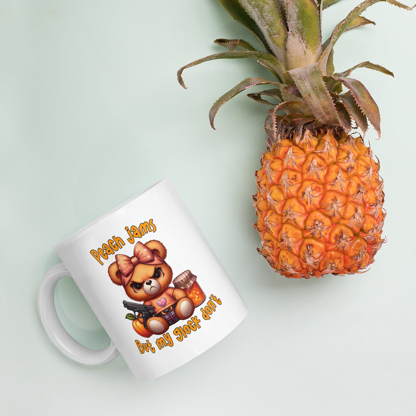 Peach Jams White glossy mug