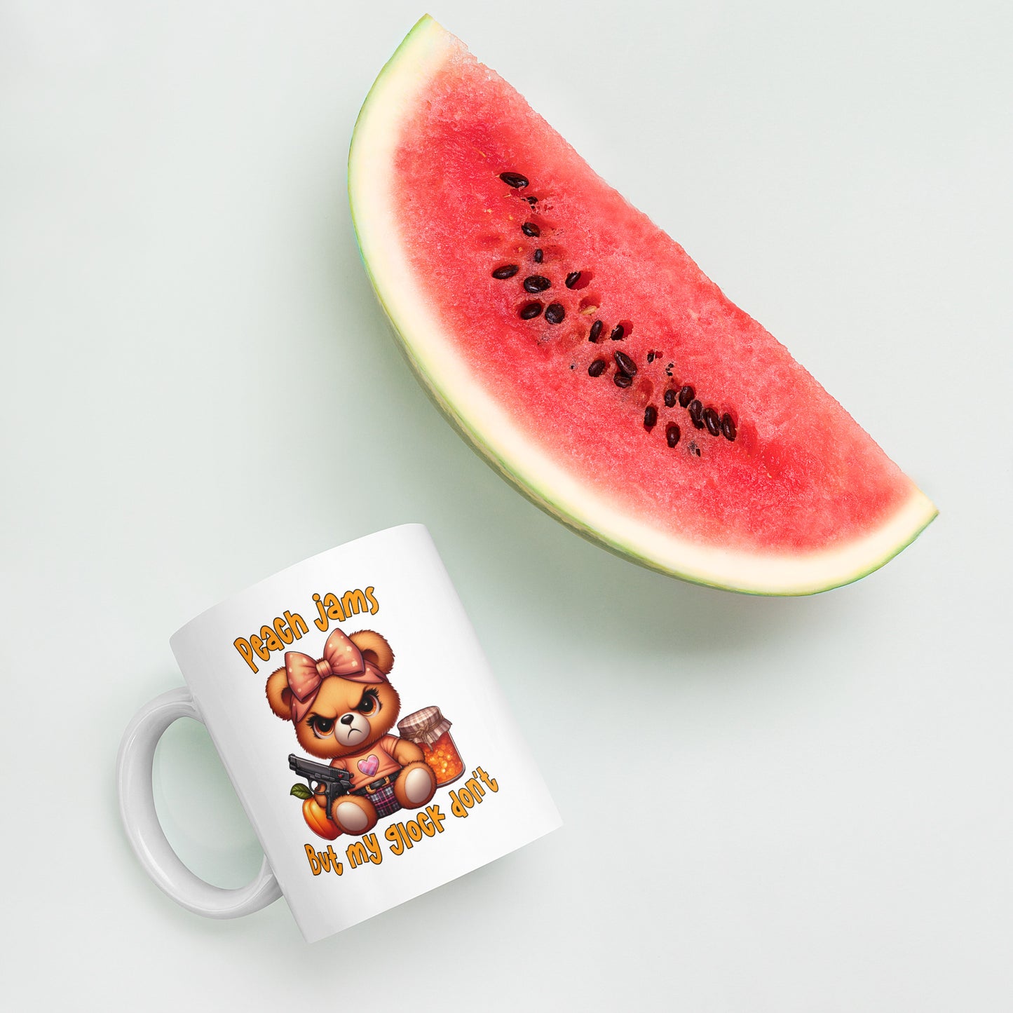 Peach Jams White glossy mug