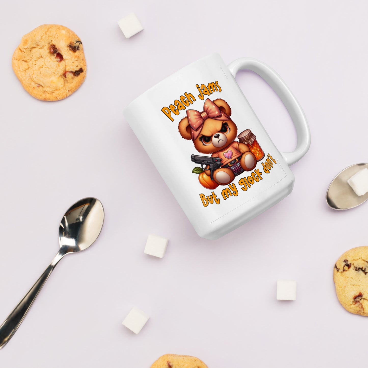 Peach Jams White glossy mug