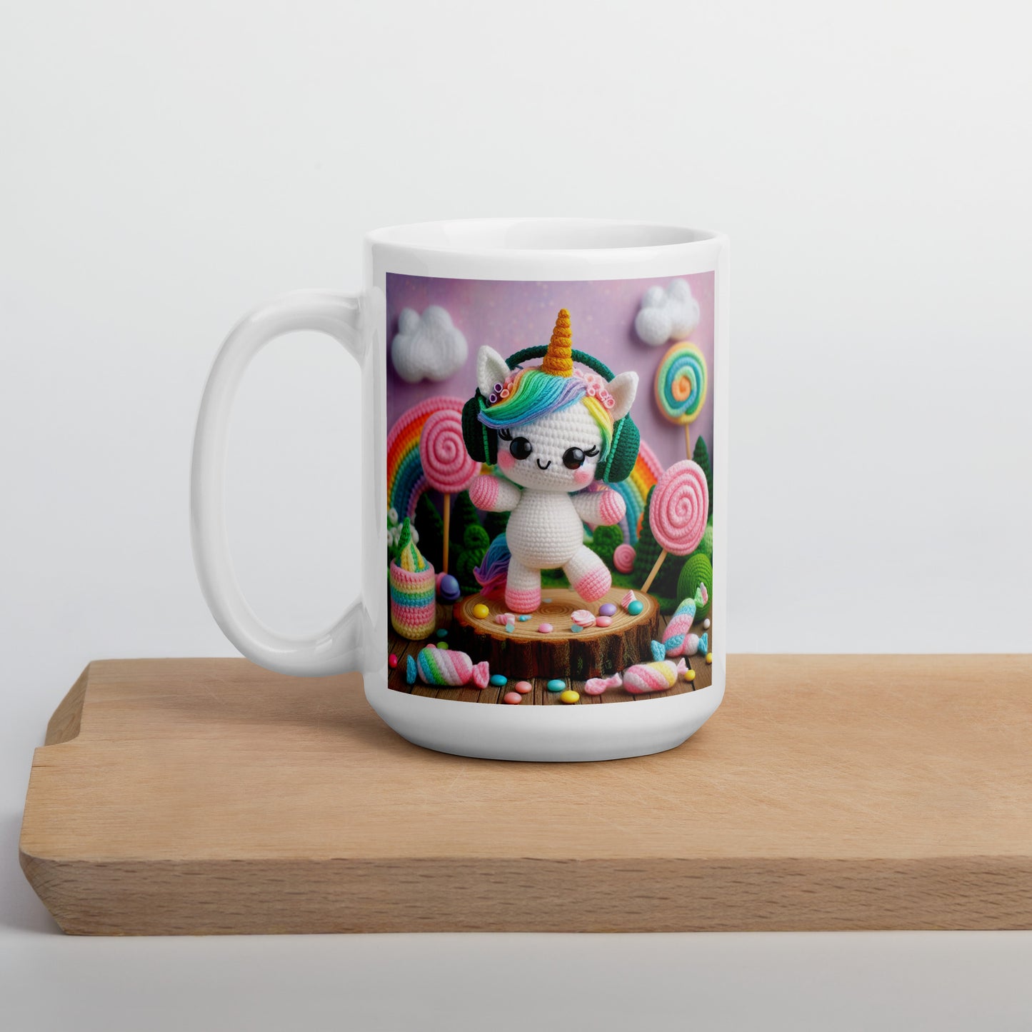 Crochet Unicorn #4 White glossy mug