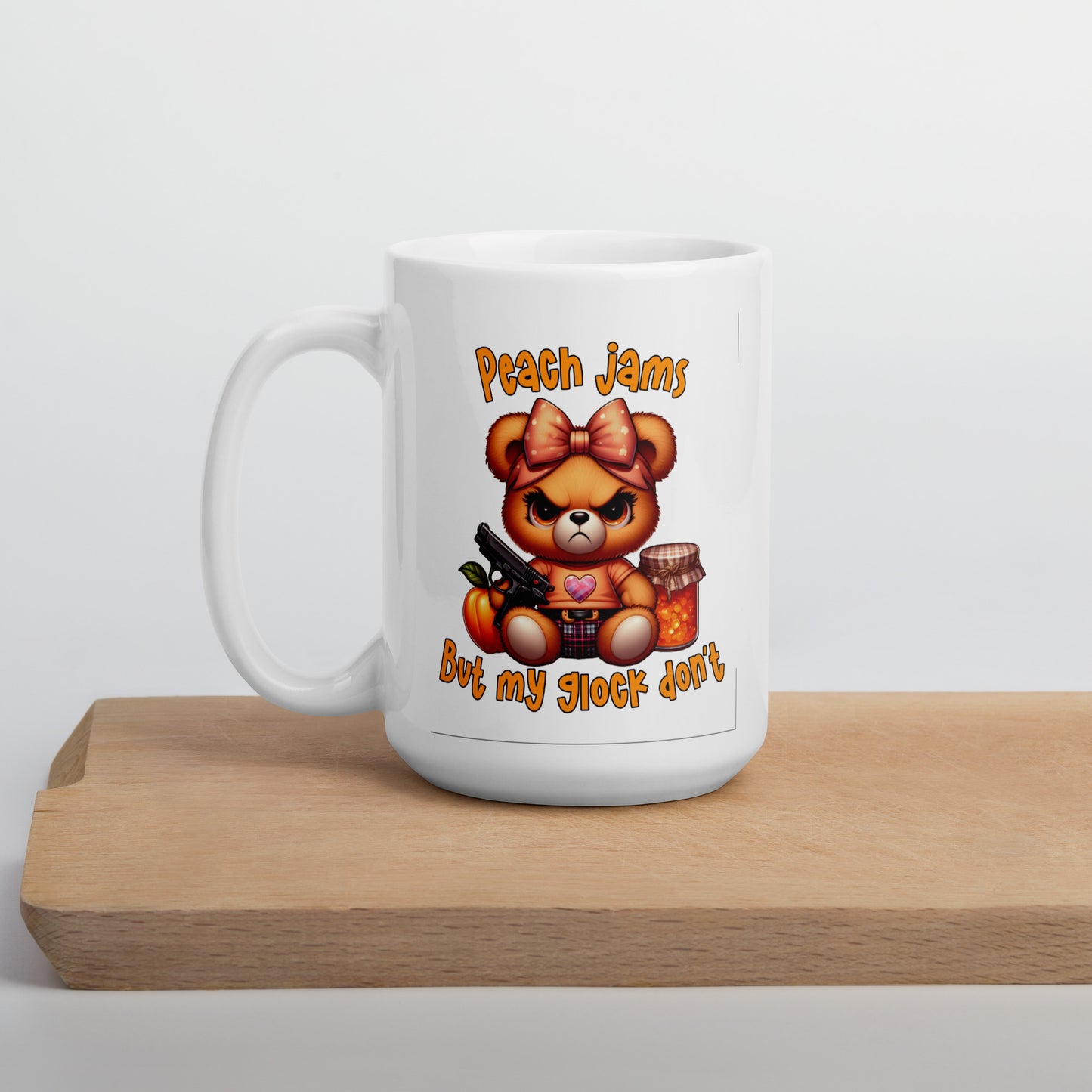 Peach Jams White glossy mug