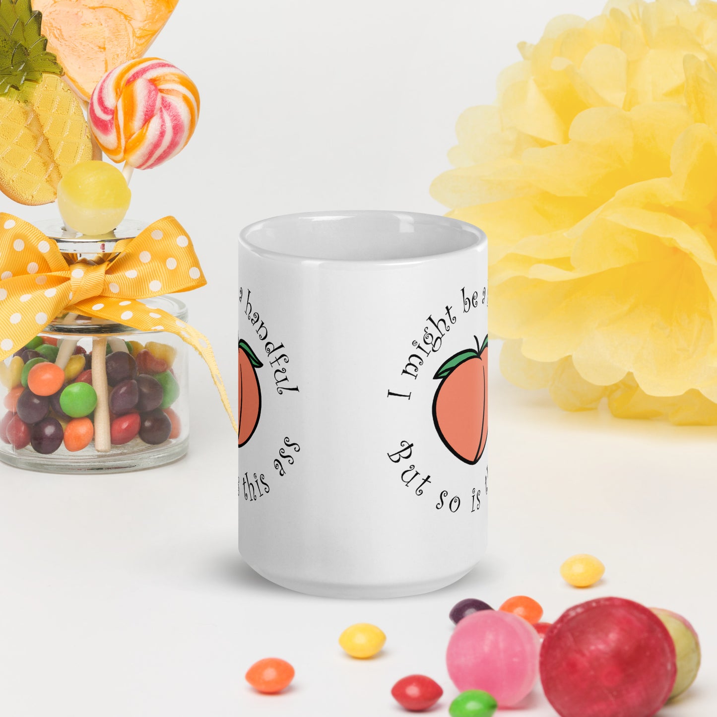 Handful peach White glossy mug