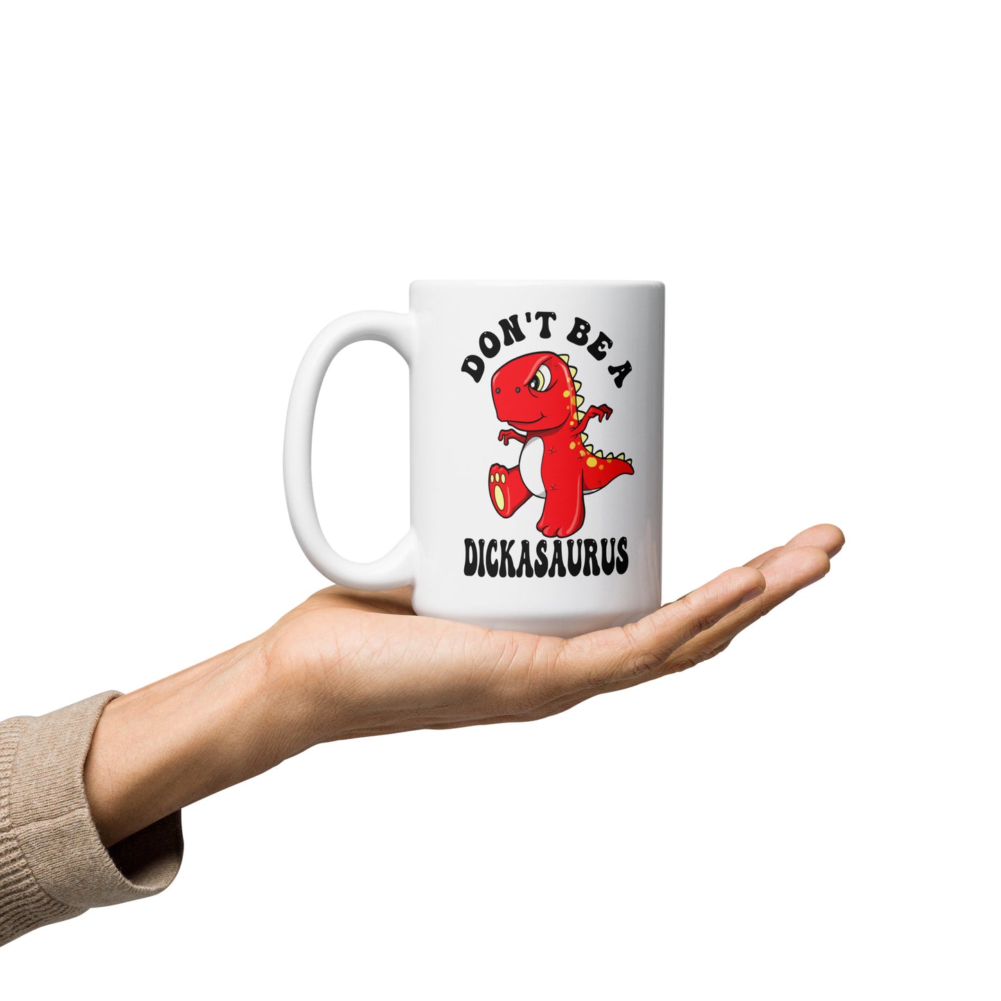 Dickasaurus White glossy mug