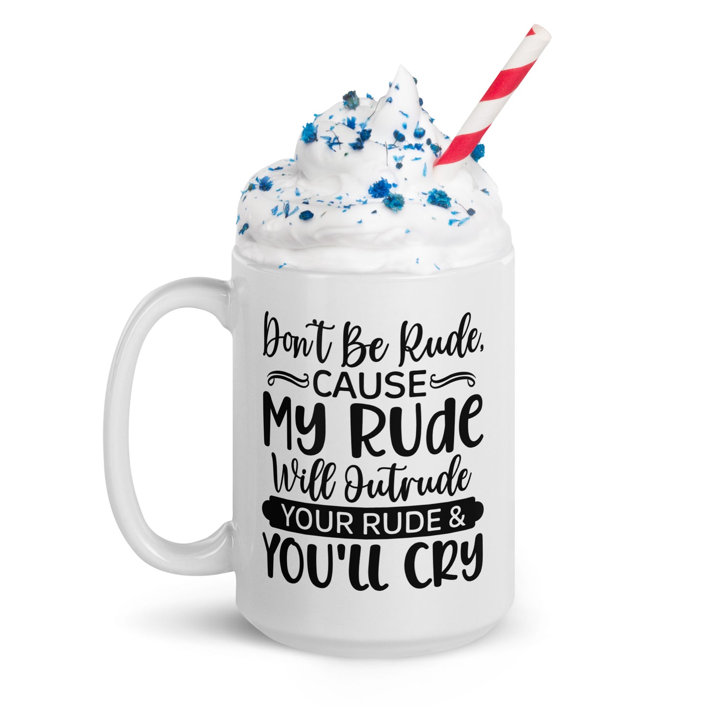 Rude White glossy mug