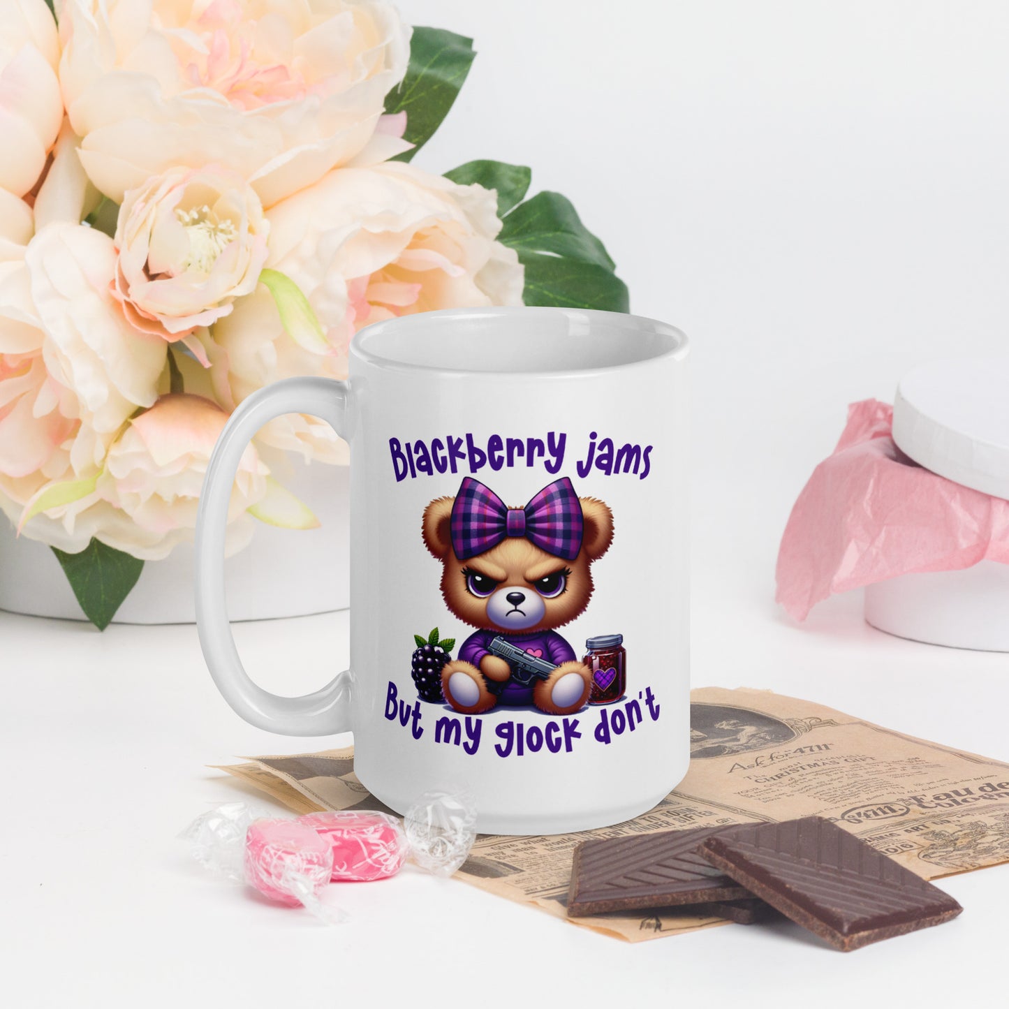 Blackberry Jams White glossy mug