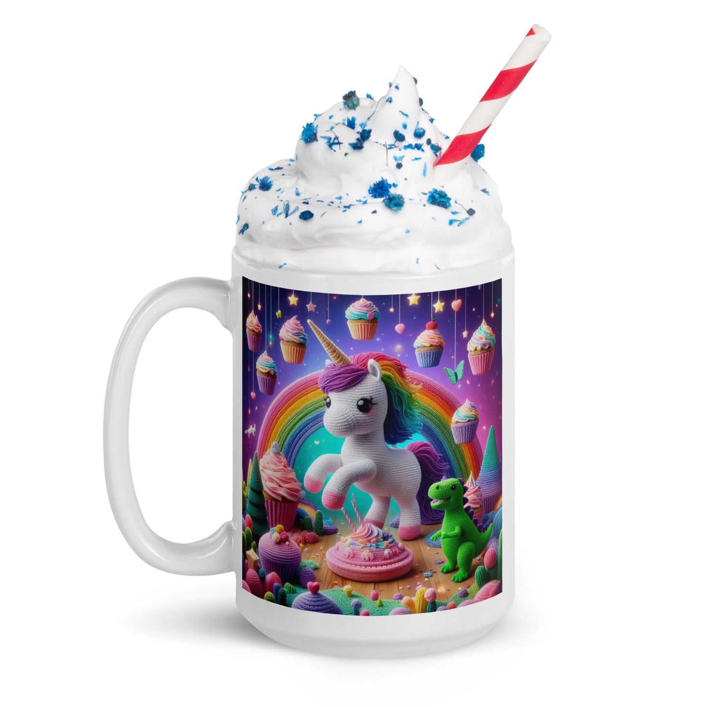 Crochet Unicorn #1 White glossy mug