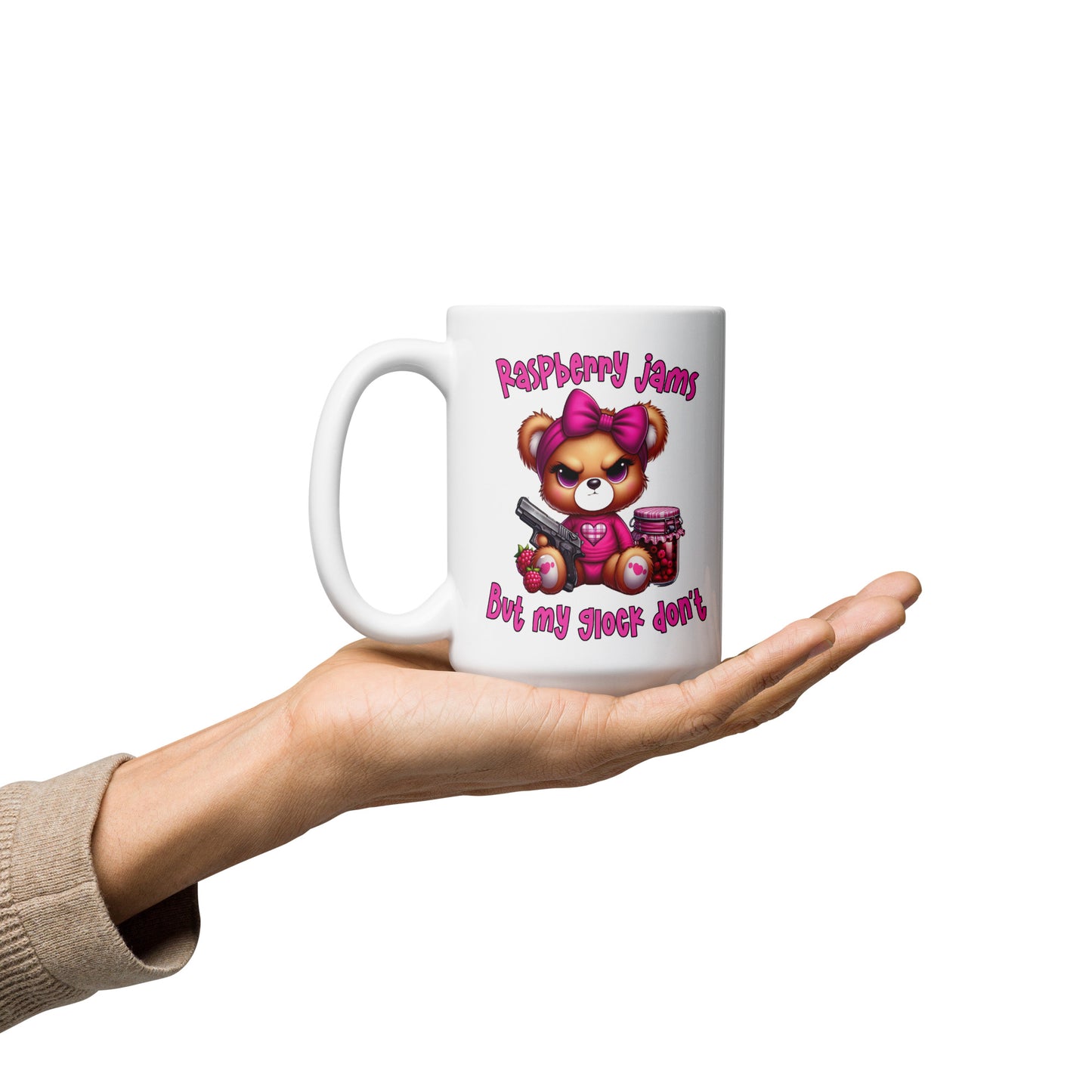 Raspberry Jams White glossy mug