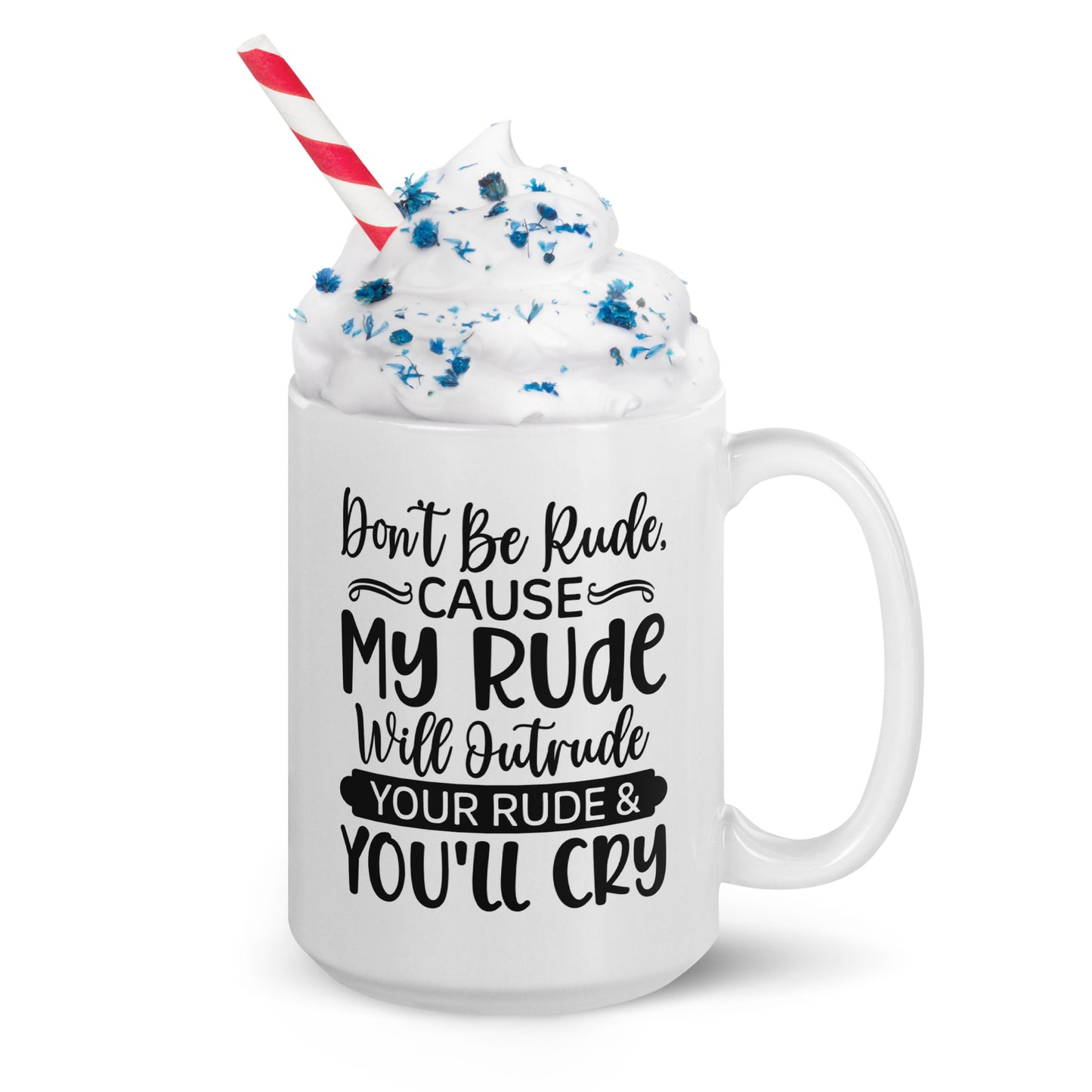 Rude White glossy mug