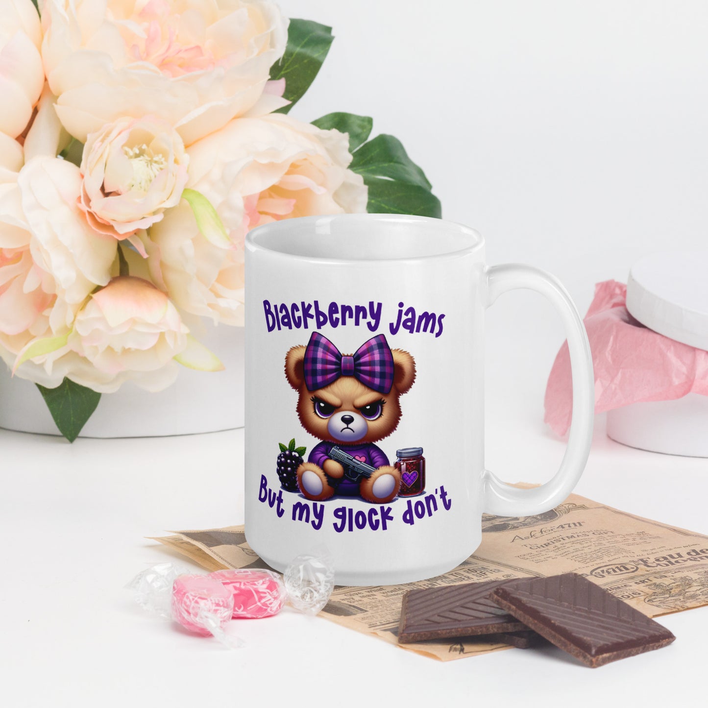 Blackberry Jams White glossy mug