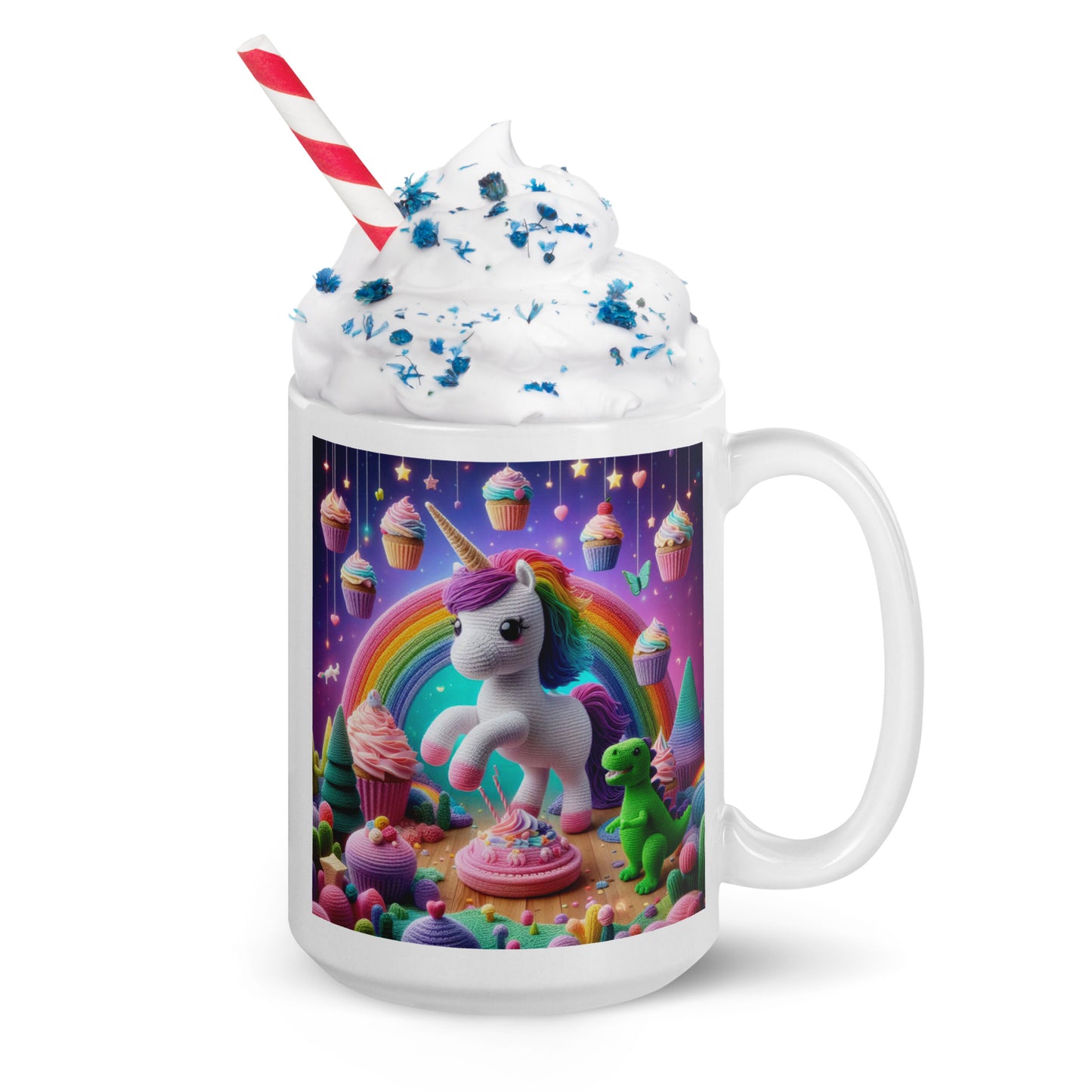 Crochet Unicorn #1 White glossy mug