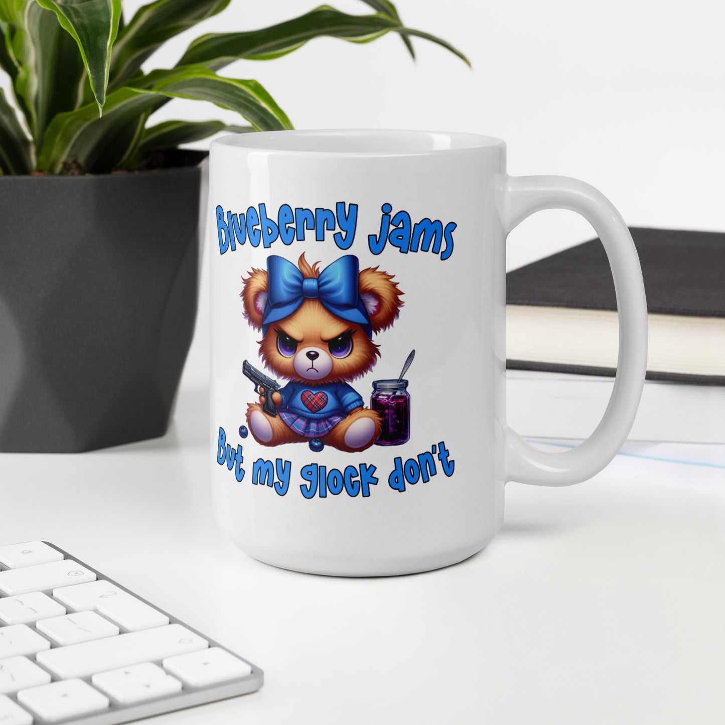 Blueberry Jams White glossy mug