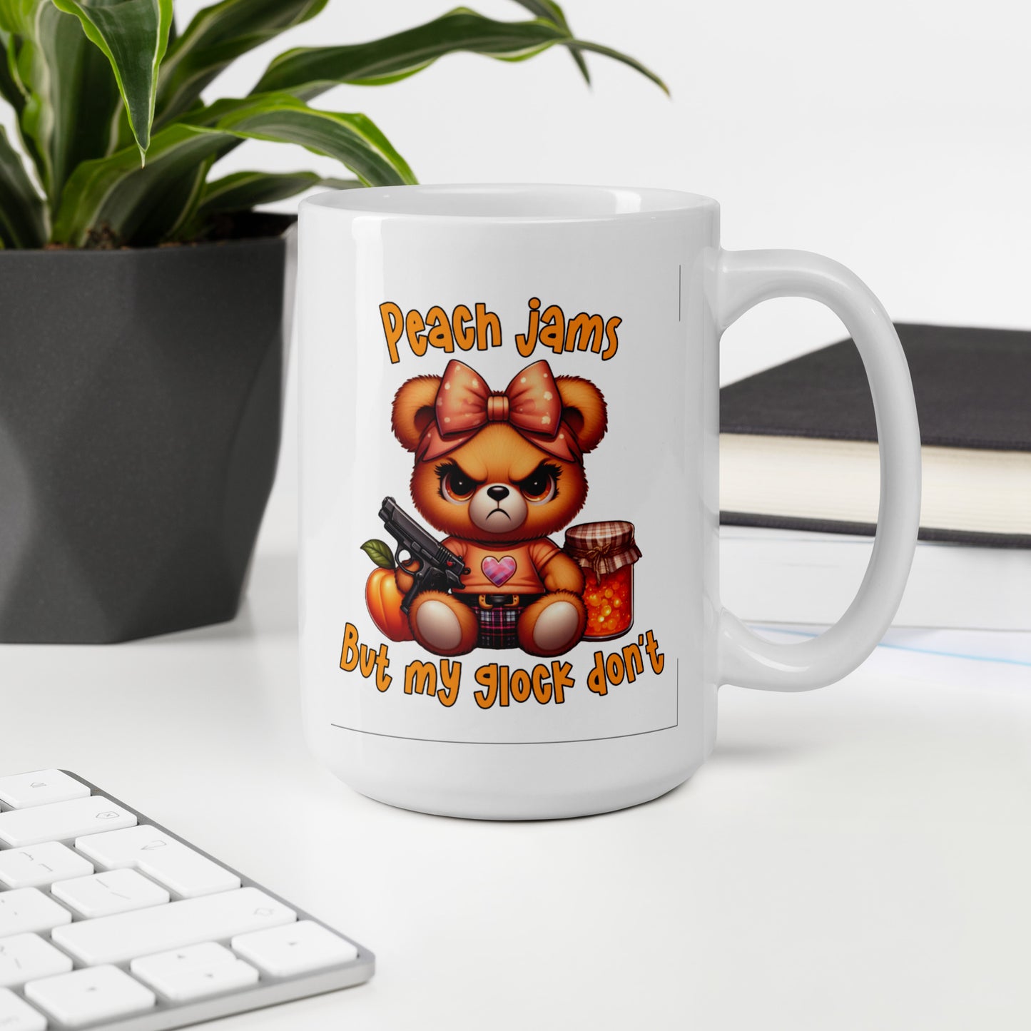 Peach Jams White glossy mug