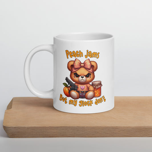 Peach Jams White glossy mug