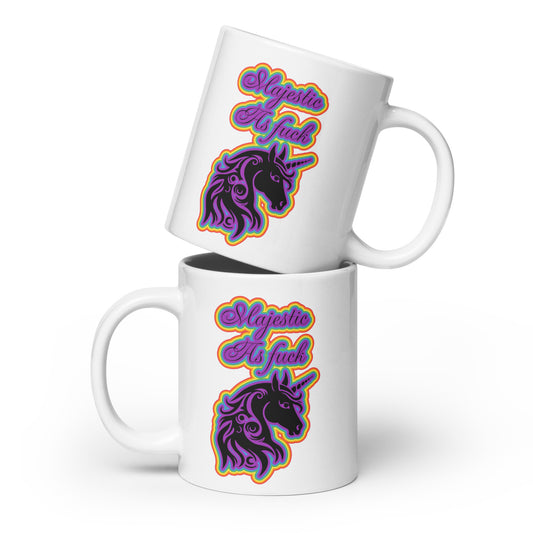 Majestic as Fuck White glossy mug