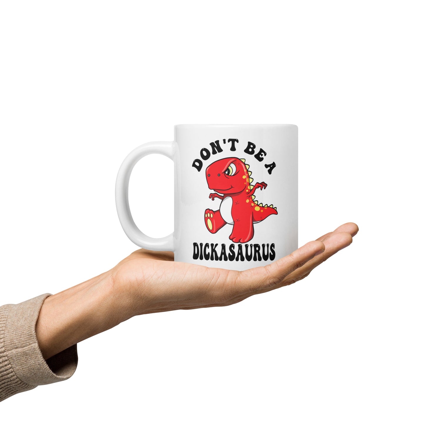 Dickasaurus White glossy mug