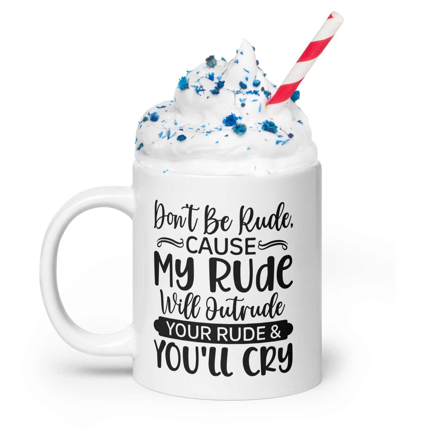 Rude White glossy mug