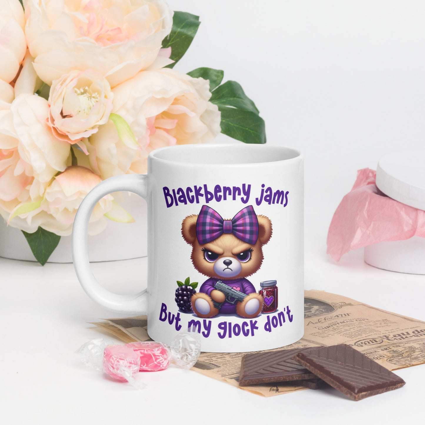 Blackberry Jams White glossy mug