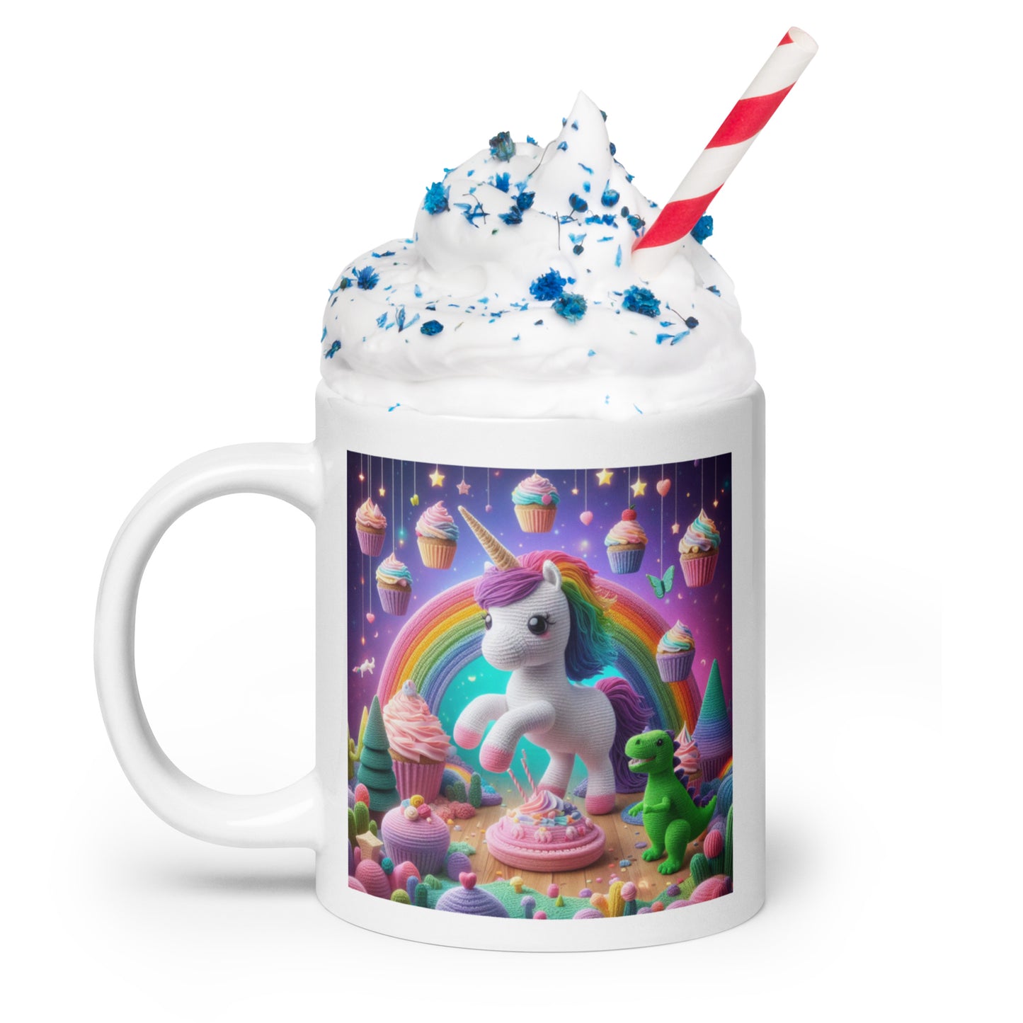 Crochet Unicorn #1 White glossy mug