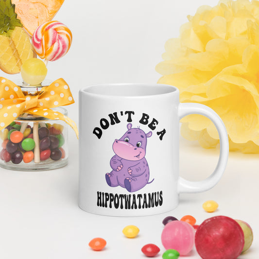 Hippotwatamus White glossy mug