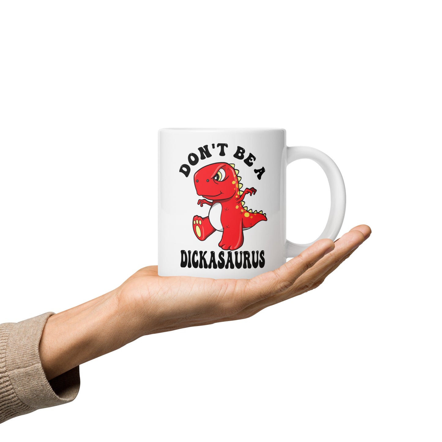 Dickasaurus White glossy mug