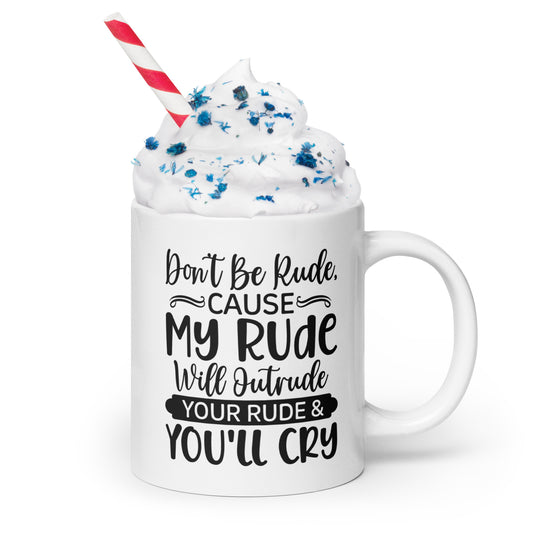 Rude White glossy mug