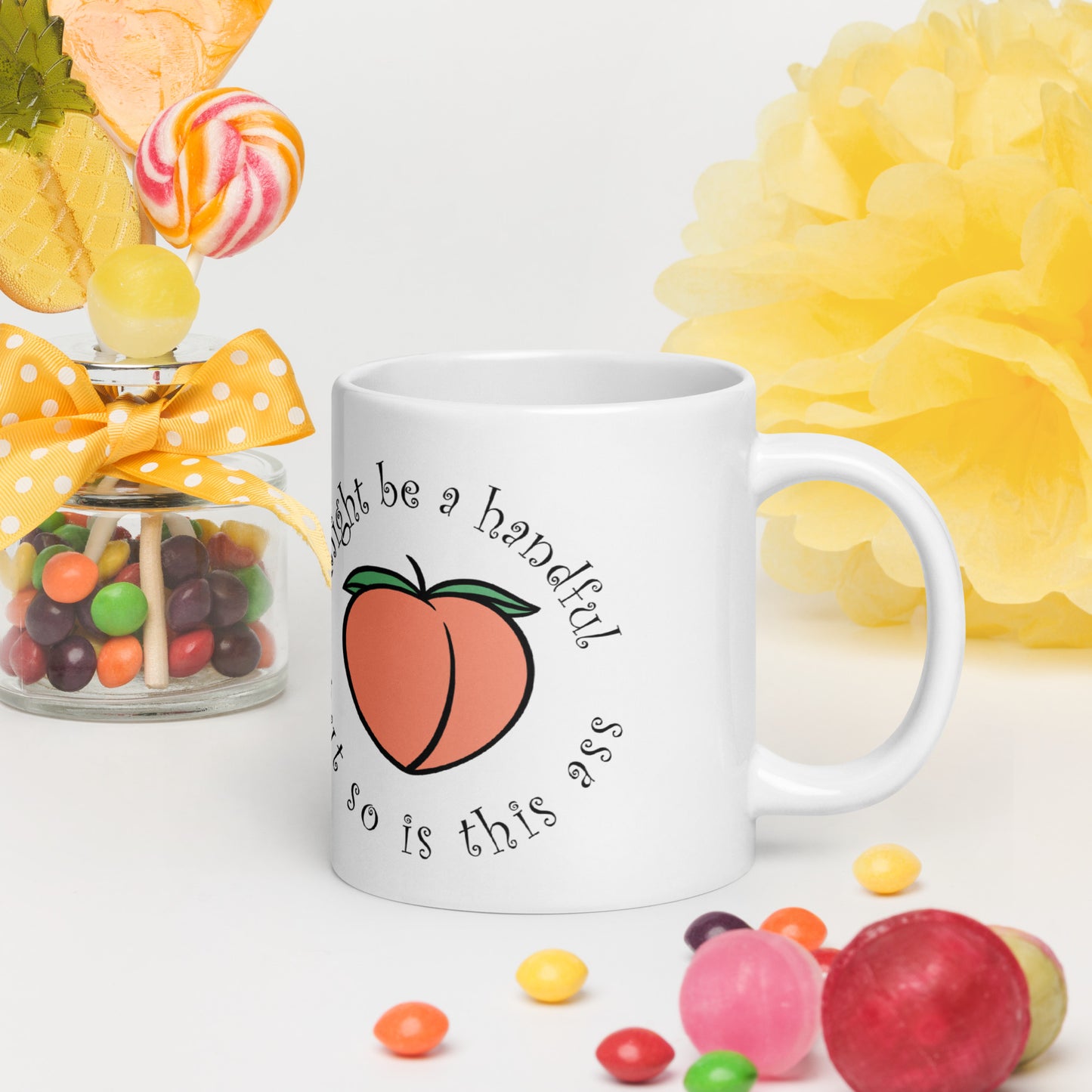 Handful peach White glossy mug