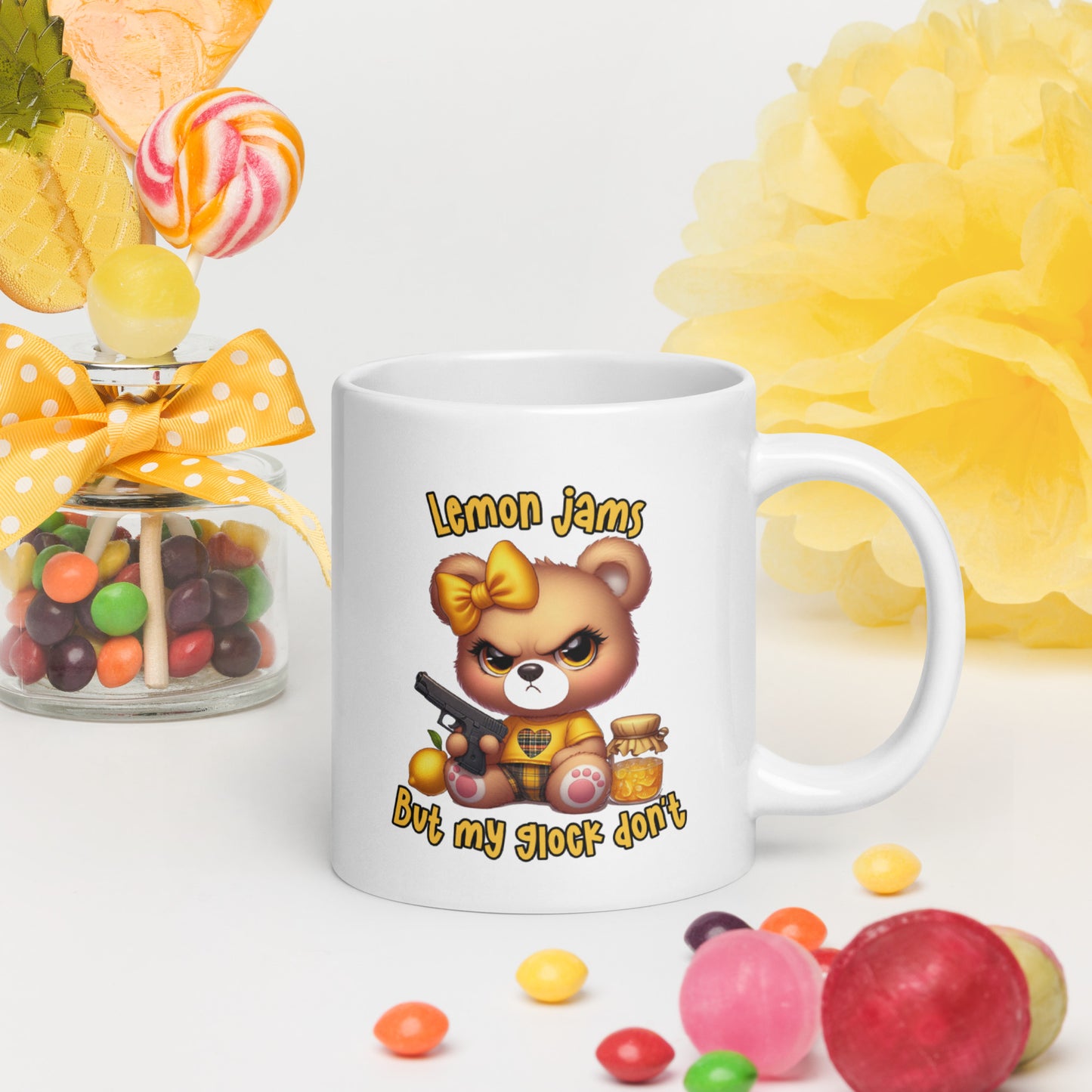 Lemon jam White glossy mug