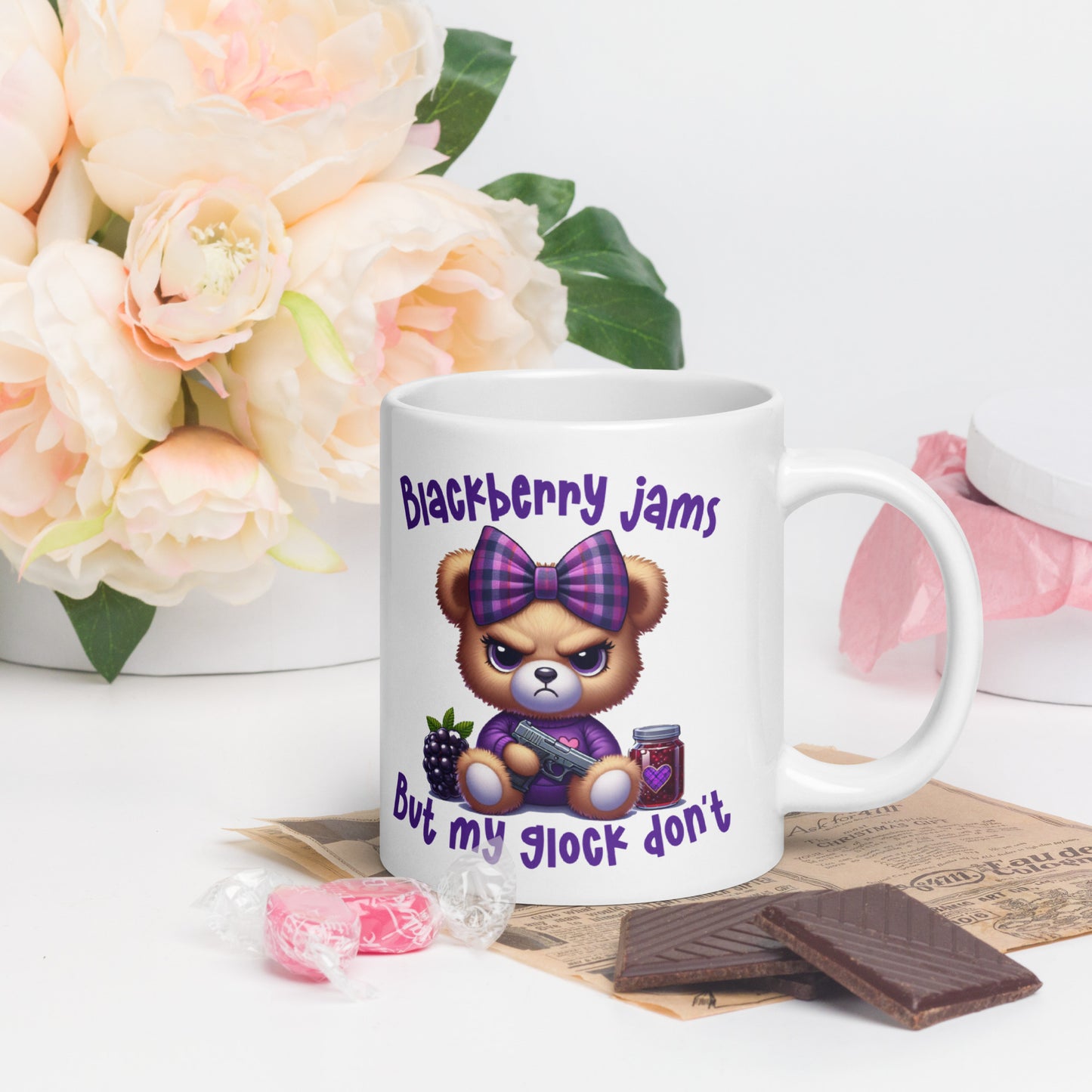 Blackberry Jams White glossy mug