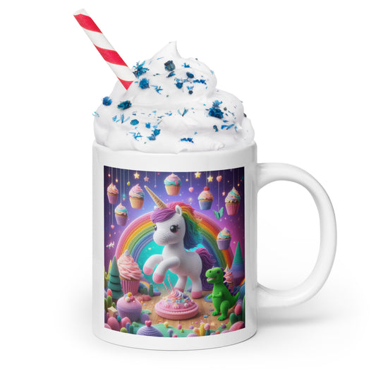 Crochet Unicorn #1 White glossy mug