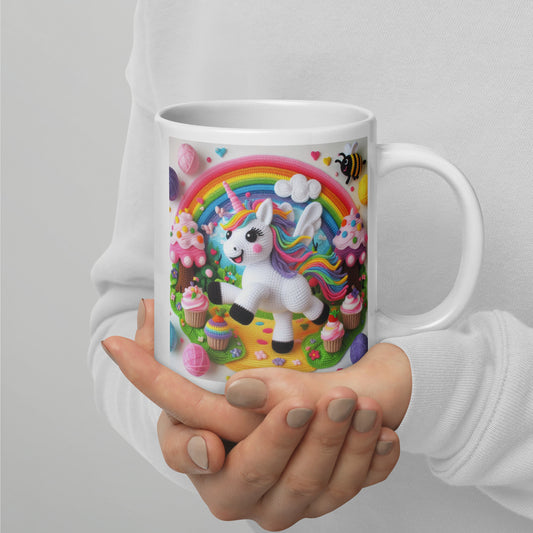 Crochet Unicorn #2 White glossy mug