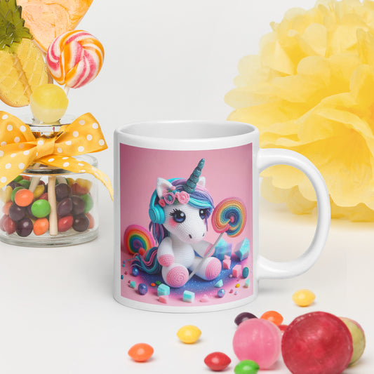 Crochet Unicorn #3 White glossy mug