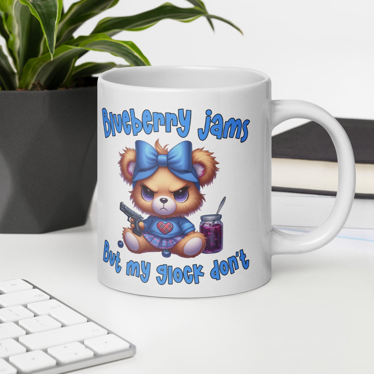 Blueberry Jams White glossy mug